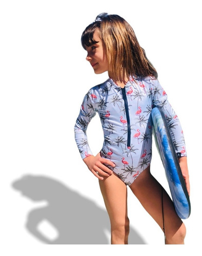 Imagen 7 de 10 de Malla Entera Niña Surf Uv Upf50+ Mangas Largas Flamenco Niña