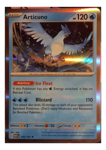 Articuno 144/165 151 Scarlet & Violet Carta Pokemon Tcg