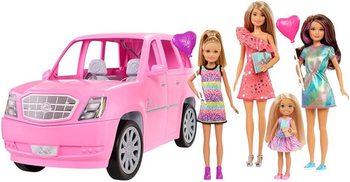 Barbie Limo Limusina vehículo con 4 Muñecas Y Accesorios-Nuevo