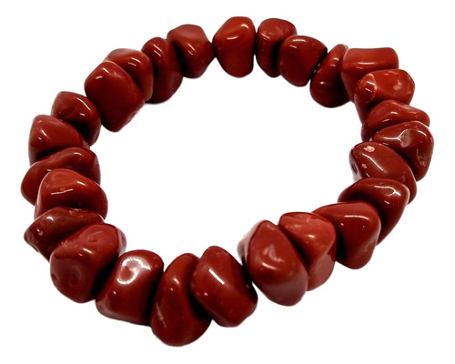 Pulseira De Cascalho Jaspe Vermelho Pedra De Proteção Chakra