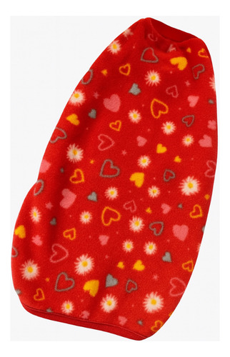 Poncho Polar Chaleco Estampado Perros Ropa Invierno Abrigo Talle 7 -- Margaritas Y Corazones