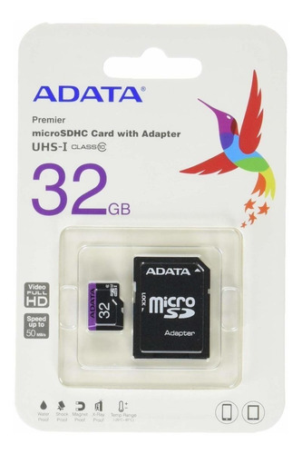 Imagen 2 de 2 de Tarjeta de memoria Adata AUSDH32GUICL10-RA1 Premier con adaptador SD 32GB