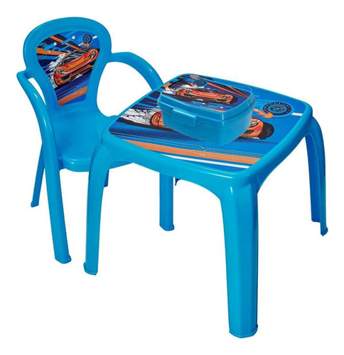 Kit Infantil De Mesa Cadeira E Lancheira Decorados Usual Cor Azul