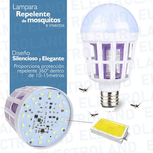 Lampara Led Mata Insectos Mosquitos Foco 15w 220v E27