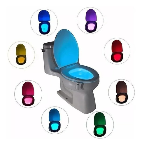 Imagen 1 de 10 de Luz Led Inodoro Para Baño Con Sensor Movimiento En 8 Colores