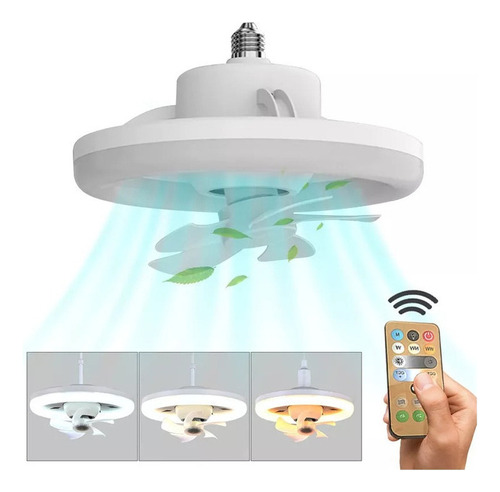 Luz De Ventilador De Teto Oscilante De 360° Com Controle Rem