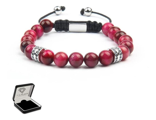 Pulsera Moda Hombre Mujer Stone Pink Ojo De Tigre