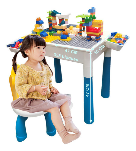 Mesa Didactica Con Juego De Bloques Trae Silla Para Niños
