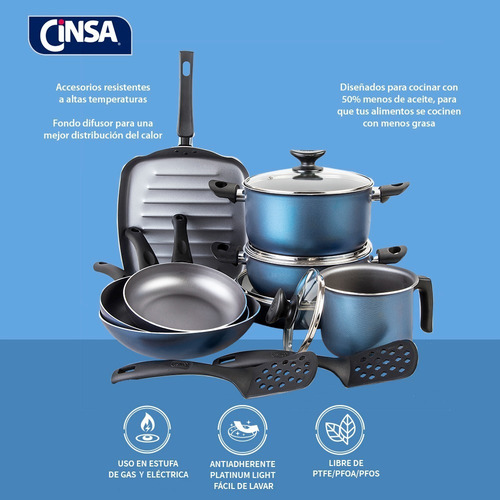 Imagen 9 de 10 de Batería De Cocina Cinsa Balance 14 Piezas Antiadherente