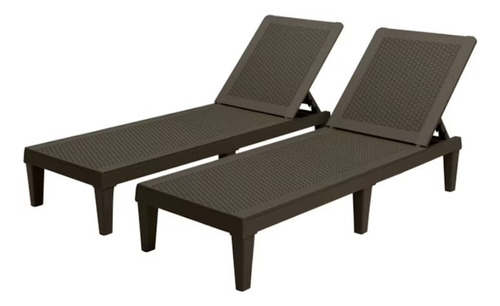 Set 2 Camastros Plegables Reclin Prot Uv Tipo Rattan Marron 