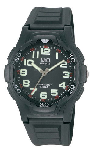 Reloj Q&q Análogo Para Hombre Sumergible 100mts Con Color De La Correa Negro Color Del Bisel Negro Color Del Fondo Negro
