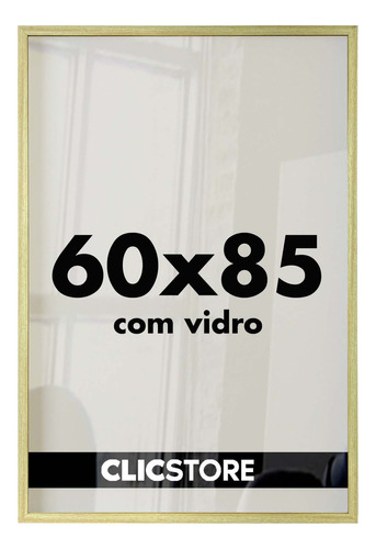 Moldura Poster 60x85 Quadro Decorativo Imagem Arte Vidro Cor Carvalho