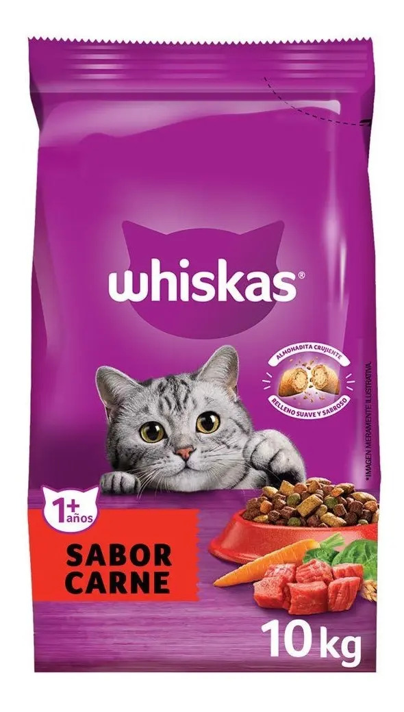 Alimento Whiskas Adultos Seco para Gatos WHISKAS Pescado para gato adulto todos los tamaños sabor carne