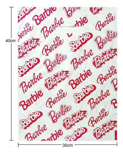 Bolsa Barbie Tipo Boutique Plástica 30x40cm Estampadas 100pz