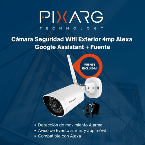 Imagen 2 de 10 de Camara Wifi 4mpx Sd Alexa Google Detección Humana + Fuente