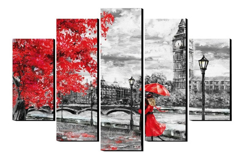 Cuadros Decorativos Londres Pareja Rojo Contraste Grande