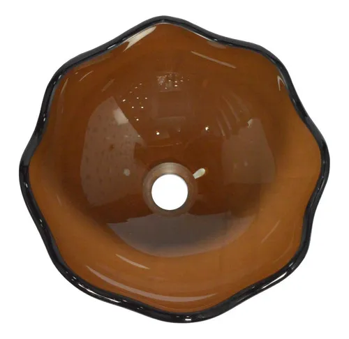 Lavamanos De Sobreponer Flor Marron Vidrio 35cm*14cm