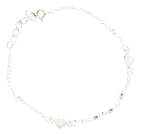 Pulsera Corazones Arroz Plata 925