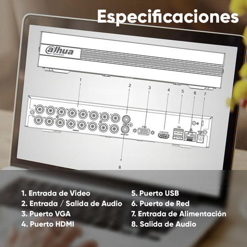 Kit videovigilancia cronos 16 cámaras Dahua bala HFW1200CM-A Con audio metálicas 2mp + bobina cable UTP + Baluns + accesorios - kit cctv DH-KIT-MET16CH-SDD (dvr dahua XVR1b16-i circuito cerrado)