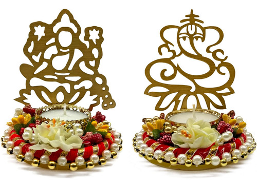 Satvik 1 Par Lakshmi Ganesh Decorative Shadow Diya, Decoraci