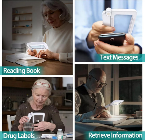 Lupa Recargable De 4x Para Lectura,con 10 Luces Led
