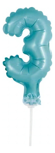 Balão Topper De Bolo Azul Turquesa Nº 3 Alão Topper De Bolo Azul Turquesa Nº 3