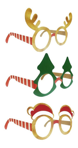 Lentes De Papel Navideños Surtidos Para Navidad X6 Unidades