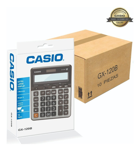 Paquete Con 10 Calculadoras De Escritorio Casio Gx-120b Gris