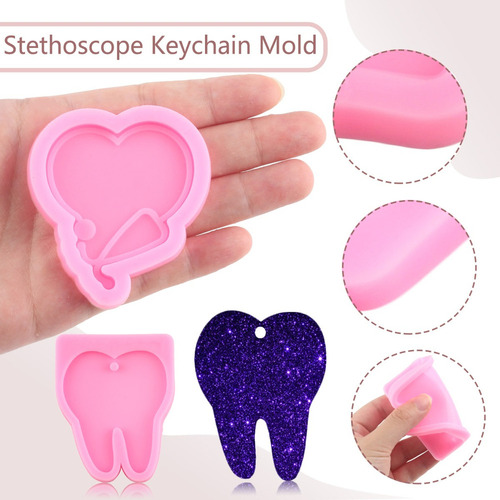 6pcs Molde De Silicona Ropa Médico Dientes Llavero Fondant