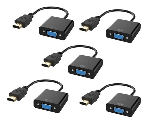 Pack 5 Adaptador Convertidor Conversor Hdmi A Vga + Audio