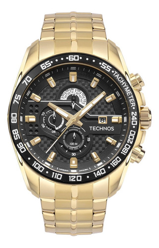 Relógio Masculino Technos Carbon Dourado A Prova D'água