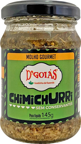 Molho Gourmet D'goiás Chimichurri Vidro Pequeno 145g