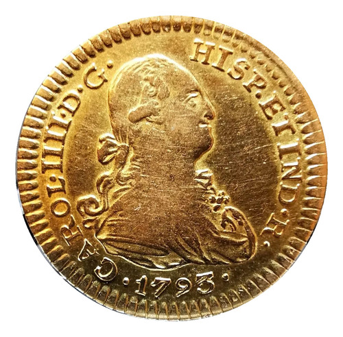 Moneda Un Escudo Oro Original 1793  Mo Carlos Iiii Colonial