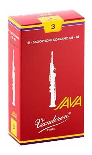 Cañas Saxofón Soprano Vandoren Java Red, Fuerza 3; Caja 10.