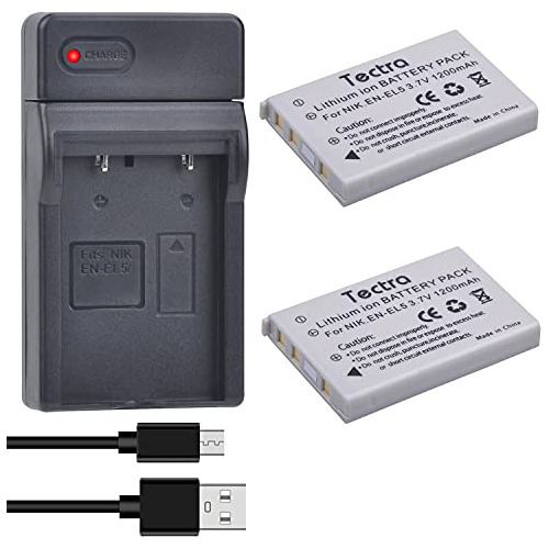 2 Paquetes De Baterías Enel5 Y Cargador Usb Cámaras N...