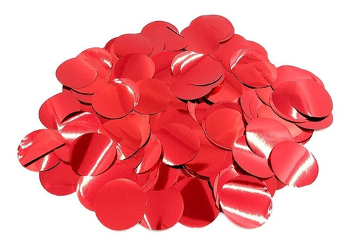 Confetti Papelito Globo Circulo Rojo Metalizado 30grs