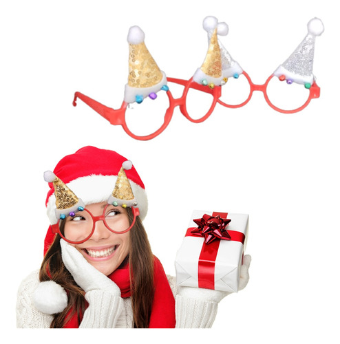 12 Lentes Diseño De Gorro Navideño Con Cascabeles