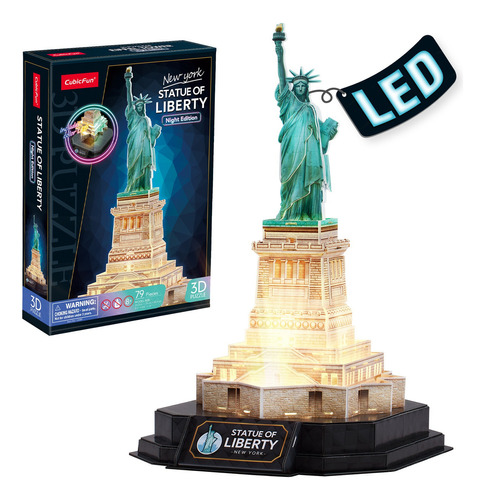 Puzzle 3d - Estatua De La Libertad Led - Cubicfun