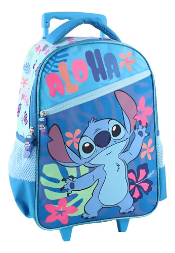 Pack Mochila Con Ruedas Stitch Estuche Lonchera