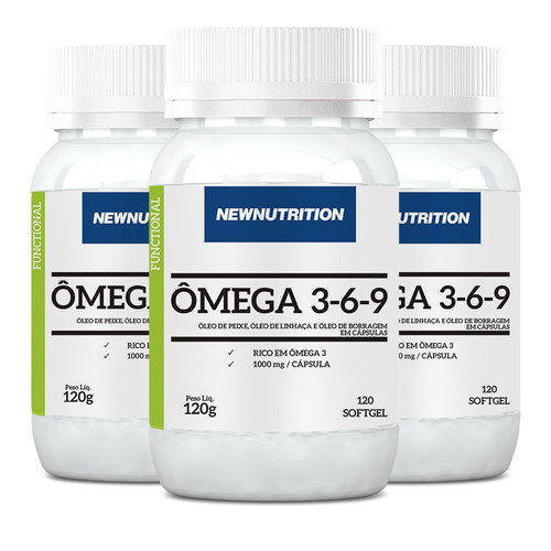 Ômega 3-6-9 - 3x 120 Cápsulas - Newnutrition