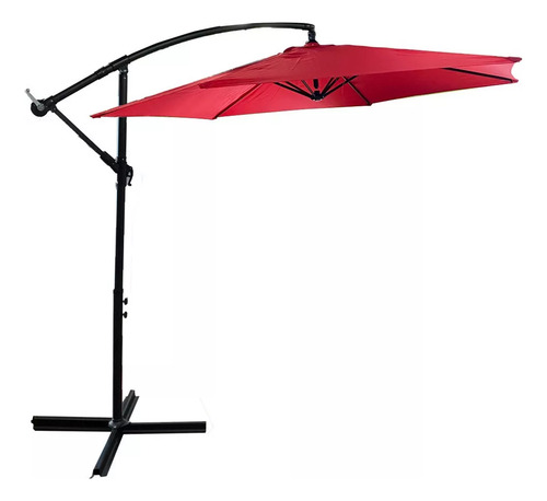 Sombrilla Jardin Exterior Playa Sol 3m Base Manivela Rojo