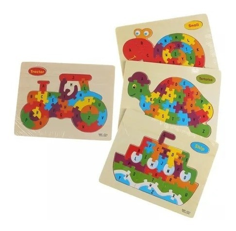 Puzzle Madera Didáctico Encastre Niños Abecedario Y Colores