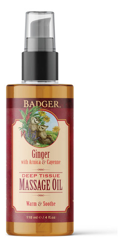 Badger - Aceite De Masaje De Tejido Profundo, Jengibre Con A