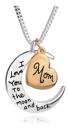 Collar Mama Cumpleaños Y Dia Madre Luna Creciente Y Corazón