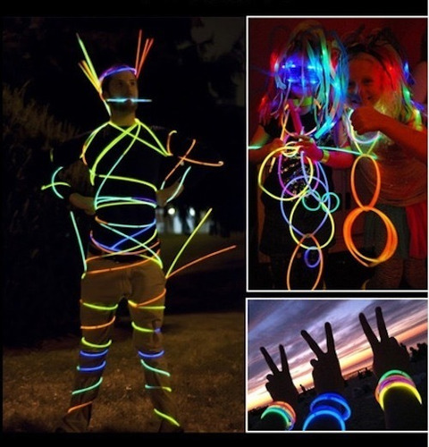 100 Pulseras Neón Glow Stick Fosforescente Fiestas Neon