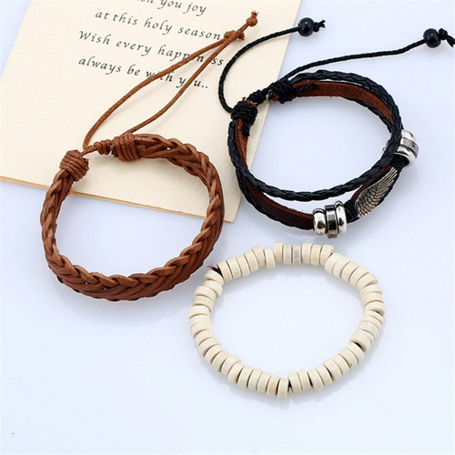 Pulsera De Cuero Con Alas Vintage For Hombre (diy)