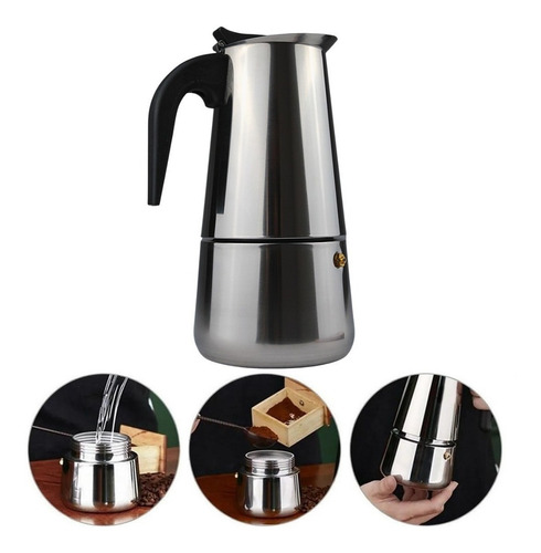 Cafeteira Expresso Italiana Inox 6 Cafés Xícaras Aço Inox