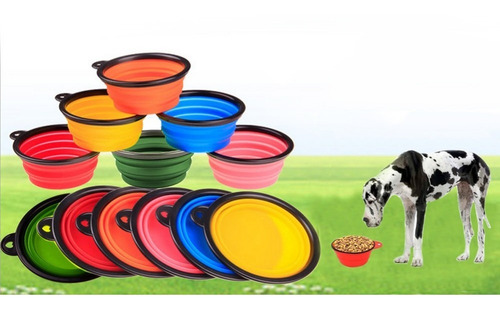 Imagen 3 de 6 de Plato Goma P/paseo, Mascotas Perro, Gato 18cm, Cap. 1 Litro.