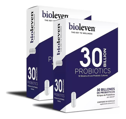 2 Pack Bioleven Probióticos 30 Billones Caja 30 Cápsulas C/u