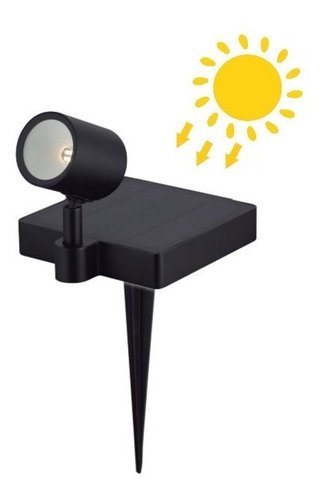 Luminaria Led Exterior Estaca Jardin Solar Negra Aluminio